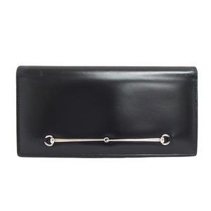 Gucci Enamel Leather Bi-Fold Long Wallet Black